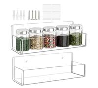Générique Spices Rack Wall Mount, Acrylic Spices Stand, Clear Shelves Organizer, Compact Design, Ideal for Apartment, Kitchen Cabinet, Pantry, Countertop, Cooking, Food Prep, and Condiment Station