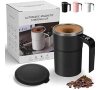 Générique Spinbrew Mug -Self Stirring Magnetic Coffee Cup with Lid and Temp Display, Rechargeable Electric Mixing Cup Stainless Steel Office Travel Cup for Coffee, Chocolate, Milk, Tea (Black)