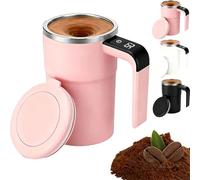 Générique SpinBrew Mug - Self-Stirring Magnetic Coffee Cup with Temp Display, Automatic Spinbrew Electric Self Stirring Mug for Coffee, Milk and Other Beverages (PINK)