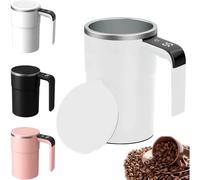 Générique SpinBrew Mug - Self-Stirring Magnetic Coffee Cup with Temp Display, Rechargeable Stirring Mug, for Coffee, Milk (White)