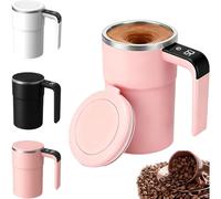 Générique SpinBrew Mug - Self-Stirring Magnetic Coffee Cup with Temp Display, Rechargeable Stirring Mug, for Coffee, Milk (Pink)