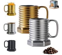 Générique Spiral Hexagonal Mug, Screw Design Beverage, 380ml Novelty Industrial Mug Ceramic, Versatile Mugs For Milk Cocoa Wine Juice Beer Kitchen Cafe Restaurant Home Birthday (Gold+Silver)