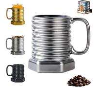 Générique Spiral Hexagonal Mug, Screw Design Beverage, 380ml Novelty Industrial Mug Ceramic, Versatile Mugs For Milk Cocoa Wine Juice Beer Kitchen Cafe Restaurant Home Birthday (Silver)