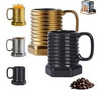 Générique Spiral Hexagonal Mug, Screw Design Beverage, 380ml Novelty Industrial Mug Ceramic, Versatile Mugs For Milk Cocoa Wine Juice Beer Kitchen Cafe Restaurant Home Birthday (Gold+Black)