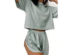 Générique Split Shorts Pajama Set, Women's Split Shorts Pajama Set, Stretchy, Breathable (Style-A,M)