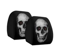 Générique Spooky Car Headrest Covers 2 Pieces Halloween Skull Print