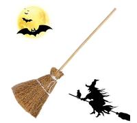 Générique Spooky Witch Broom Halloween Decoration - Rustic Party Accessory | Natural Straw and Wood Construction, Hanging Or Standing Display, Perfect for Trick Or Treat, and Seasonal Setup