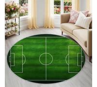 Générique Sport Tapis Rond 90 cm, Pelouse Terrain De Football Lignes Herbe Verte, Super Doux, Lavable et antidérapant pour Salon, Chambre, Chambre d’Enfant, Salle à Manger, Bureau, Coin Lecture, Vert