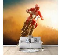 Générique Sports Extrêmes Papier Peint Motocycliste Tout-Terrain Tapisserie Photo Peinture Murale, 250 x 175 cm Papier Peint Intissé Fresque pour Salon Chambre Toile Fond TV