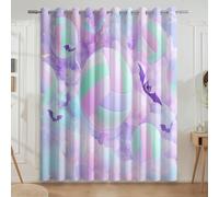 Générique Sports Fête Chauve-Souris Onirique Nuages Guimauve Rideau pour Chambre d'enfant - Rideau Fenêtre à Imprimé Réduction du Bruit, Rêveur, 117L X 138H cm (2 Panneaux)