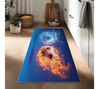 Générique Sports Football Eau Et Feu Tapis De Couloir 80 x 120 cm, Bleu Doux Et Confortable Tapis Long Étroit Lavable Antidérapant pour Entrée, Couloir, Cuisine Et Salon