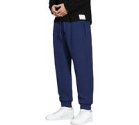 Générique Sportswear Homme,Men's Fleece Jogger Pants Zipper Sweatpants Cartes Cuir (Blue, L)