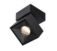 Générique Spot de plafond à montage en surface réglable Downlight LED carré avec rotation à 350° et inclinaison à 90° Luminaire en aluminium for œuvres d'art de couloir(Black 6000K)