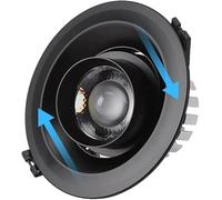 Générique Spot encastré robuste à angle de faisceau réglable de 15 à 60 degrés, en aluminium noir, éclairage plat antireflet à LED(Warm Light,5W)
