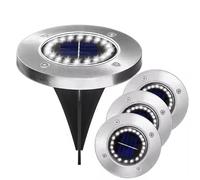 Générique Spot solaire 16 Led extérieur, lot de 4, en acier inoxydable, blanc froid, IP65, pour jardin, allée, balcon, patio - 12X12X4 cm (Blanc Froid)