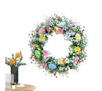 Générique Spring Easter Wreath, Artificial with Leaves Flowers and Eggs, Spring Window Wreath Hanger Decor, Green LeavesWreath Home Wall Decor for SpringEaster Day
