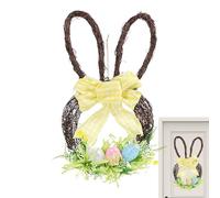 Générique Spring Easter Wreath, Bunny Holiday Ornament, Front Door Wreath for Seasonal Cheer, Colorful Floral Arrangement and Plush Bunny Design, Decorative Accessory, Home Window Fireplace Wall Use