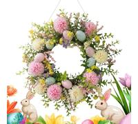 Générique Spring Wreath - Colorful Eggs Daisies Garland Sign,15.75inch Artificial Easter Summer Wreath,for Farmhouse, Home, Indoor, Outdoor, Window, Wall, Holiday, Wedding, Party, Valentines