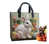 Générique Springtime Canvas Tote Bag - Shoulder Bags, 30cm Rabbit Handbag, Purse Storage with Strap, Sling Carrier with Fabric Structure, Stylish Bag for Egg Hunt and Holiday Gathering
