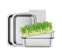 Générique Sprouting Tray Stainless Steel - Resistant Seed Starting Rack, Flow Through Water Design Sprout Cultivation Stand, Bean Growing System Kitchen Garden Display for Beans Indoor Outdoor