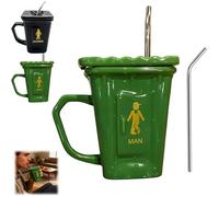 Générique Squatting Toilet Shape Ceramic Mug, 14 Oz Novelty Bathroom Prank Drinking Cup, Unique Gag Gift Water Cup Gifts for the Office, Home, Parties and Prank Lovers (green)