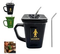 Générique Squatting Toilet Shape Ceramic Mug, 14 Oz Novelty Bathroom Prank Drinking Cup, Unique Gag Gift Water Cup Gifts for the Office, Home, Parties and Prank Lovers (gray)