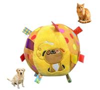 Générique Squeaky Hanging Dog Training Toy for Small Dogs, 6-inch Plush Ball with Straps & Bell - Durable Interactive Chew Toy for Mental Stimulation & Fetch Play