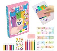 Générique Squeegee Art Kids Paint Kit,Childrens Painting Crafts Creativity Set,20PCS DIY Rainbow Scratch Art,Funny Postcards Novelty Gift (1 set)