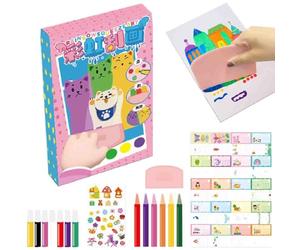 Générique Squeegee Art Kids Paint Kit,Childrens Painting Crafts Creativity Set,20PCS DIY Rainbow Scratch Art,Funny Postcards Novelty Gift (1 set)