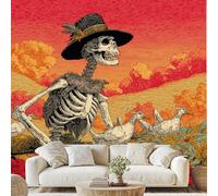 Générique Squelette Cowboy Pistolet Papier Peint Intissé Crâne Rural Canard Fleur Autocollant Mural 400x280 cm pour Chambre Salon Photo Décoration Murale
