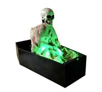 Générique Squelette d'halloween - Figurine effrayante activée par la Voix dans Un Cercueil, décorations d'halloween en Plein air avec Sons effrayants, lumière LED Verte pour fête, pelouse, Jardin