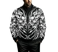 Générique Squelette en Croix Imprimé 3D Automne Sweat à Capuche pour Hommes Pull Unisexe décontracté à Fermeture éclair Streetwear