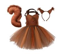 Générique Squirrel Costume - Polyester Mesh, Squirrel Masquerade Costume With Headband And Tail | Ballet Skirt Animal Outfit For Halloween Role-Playing Birthday Stage Performance
