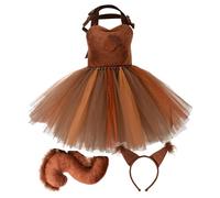 Générique Squirrel Costume - Polyester Mesh, Squirrel Masquerade Costume With Headband And Tail | Ballet Skirt Animal Outfit For Halloween Role-Playing Birthday Stage Performance
