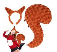 Générique Squirrel Costume Set, Plush Animal Ears Headband and Tail, Realistic Cosplay Outfit Accessories, Soft Faux Material, Adjustable One-Size Fit for Kids Adults School Zoo Play
