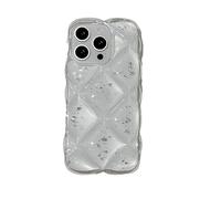 Générique Squishy Phone Case for iPhone 17/16/15/14/13 Pro Max Transparent Glitter Squishy 3D Thick Shockproof Phone (Silber,16)