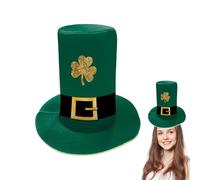 Générique St Patricks Day Hat, Festive Topper, Irish Headwear with Shamrock Feature, Green Velvet Leprechaun Cap, Emerald Base with Festive Style, Costume Accessory for Party and Parade