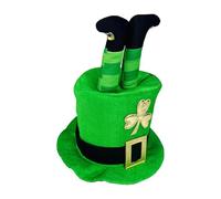 Générique St. Patrick's Day Hats For Adults - 30x30x35cm St. Patrick's Day High Top Bowler Hat With Irish Legs - Realistic Shamrock Headpiece Accessory, Role Playing Headwear For Holiday Costume