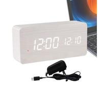 Générique Stable Alarm Clock - Lightweight LED Clock | Bedside Clocks with Temperature Sensor, Wooden Clocks with USB Cable, Home Accessory Digital Alarm, Portable Timepiece for Living Room Decor