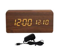 Générique Stable Alarm Clock - Lightweight LED Clock ¦ Bedside Clocks with Temperature Sensor, Wooden Clocks with USB Cable, Home Accessory Digital Alarm, Portable Timepiece for Living Room Decor