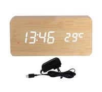 Générique Stable Alarm Clock - Lightweight LED Clock ¦ Bedside Clocks with Temperature Sensor, Wooden Clocks with USB Cable, Home Accessory Digital Alarm, Portable Timepiece for Living Room Decor