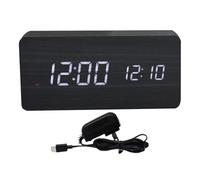 Générique Stable Alarm Clock - Lightweight LED Clock | Bedside Clocks with Temperature Sensor, Wooden Clocks with USB Cable, Home Accessory Digital Alarm, Portable Timepiece for Living Room Decor
