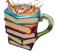 Générique Stack Book Cup, Novelty Coffee Mug, Resin Painted Drinkware with Creative Book Shape Design, Heat Resistant Ceramic Cup with Decorative Finish System, Tea Milk Mug for Reading and Fans Use