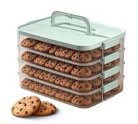 Générique Stackable Food Storage Container PP 29.5×21×19cm Multi Layer Transparent Kitchen Organizer Box With Secure Lid For Fridge Dumpling Cheese Cookie Storage Use