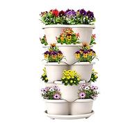 Générique Stackable Garden Flower Pots - 3D Stackable Strawberry Planting Flowers Pot | Butterfly-Shaped Flower Pots | 5 Piece Vertical Raised Garden Bed Planter with Tray for Patio Balcony Yard