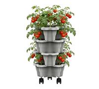 Générique Stackable Plant Tower | ABS, 10 inch, Multi-Layer Vertical Planter | Balcony Garden Flower Pot | Modular Vegetable Strawberry Growing Container