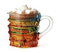 Générique Stained Glass Mug, 3D Book Lover Cup, 12x8.5cm Coffee Glass with Artistic Feature, Durable Glassware, Drinkware Accessory with Colorful Design, Beverage Mug for Home Office Bar