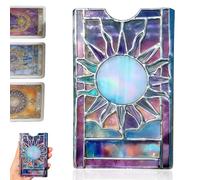 Générique Stained Glass Tarot Deck Case, Sun Moon Pattern Design Opalescent Tarot Deck Storage Box, Decorative Handcrafted Card Case Holder for Standard Size Cards or Playing Cards