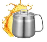 Générique Stainless Grease Container, Bacon Fat Storage Holder, 1.2L Oil Filter Pot with Fine Strainer, Steel Kitchen Grease Keeper, Cooking Oil Can with Classic Design, Kitchen Tool for Home Cooking