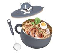 Générique Stainless Noodle Bowl, Heat Insulated Food Mug, 1200ml Covered Container with Thermal Lock Feature, Durable Instant Meal Cup for Hot Soup Storage, Compact Dining Tool for Apartment Use